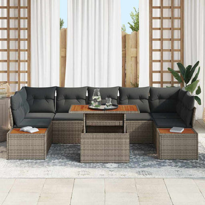 Conjunto de Jantar para Jardim Manual 8 pcs Cinza e Marrom