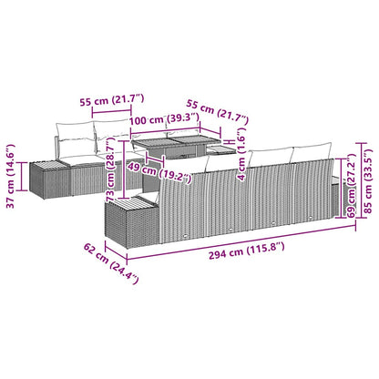 Conjunto de Jantar para Jardim Manual 9 pcs Cinza e Marrom