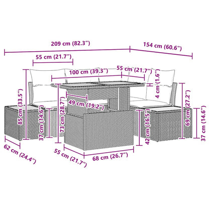 Conjunto de Jantar para Jardim Manual 5 pcs Cinza e Marrom
