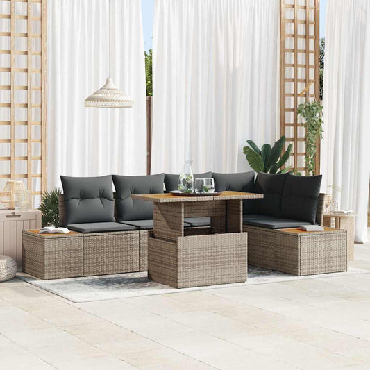 Conjunto de Jantar para Jardim Manual 6 pcs Cinza e Marrom