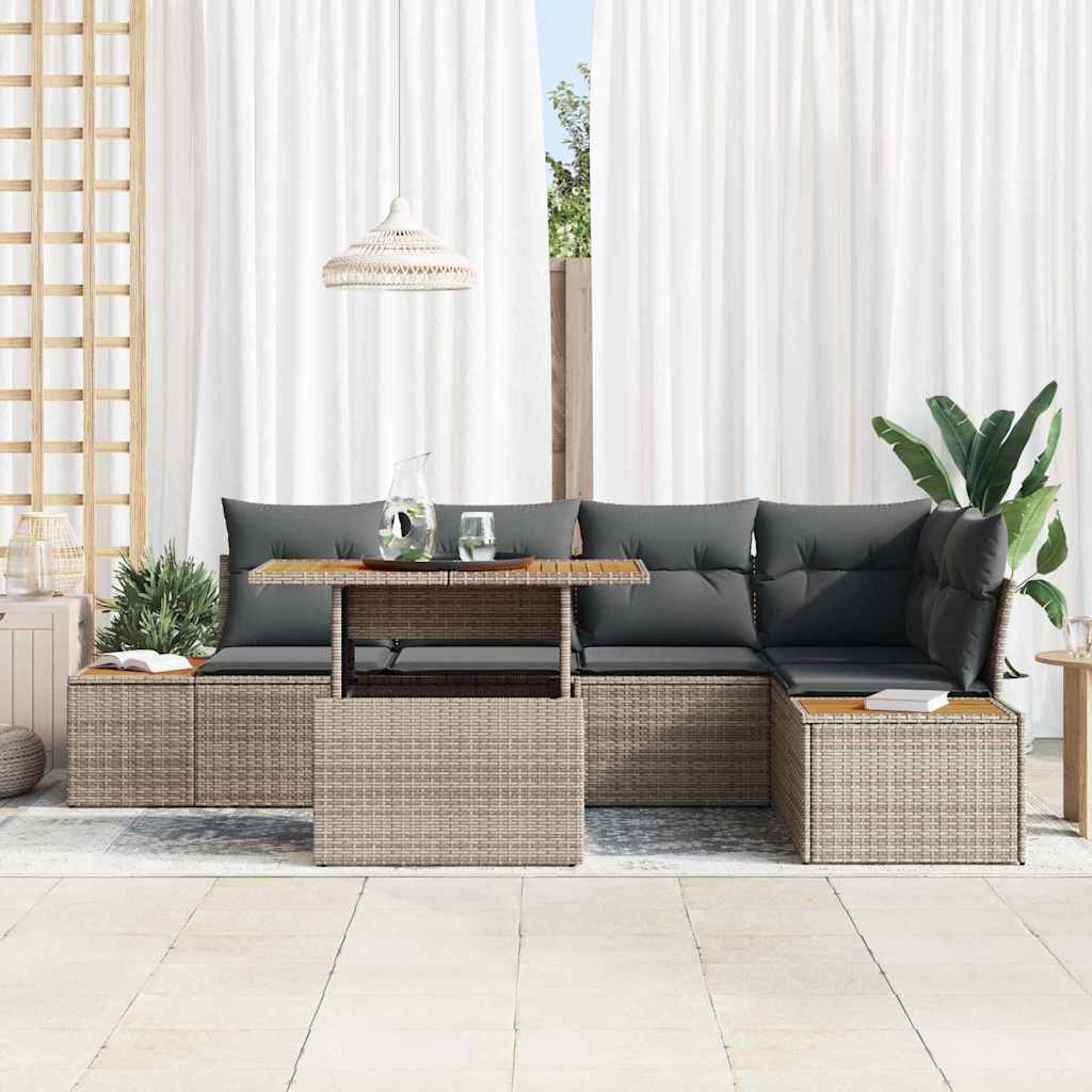 Conjunto de Jantar para Jardim Manual 6 pcs Cinza e Marrom