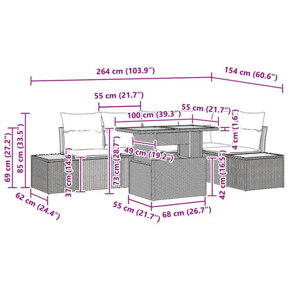 Conjunto de Jantar para Jardim com almofada 6 pcs Bege