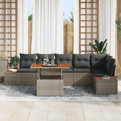 Conjunto de Jantar para Jardim Manual 7 pcs Cinza e Marrom