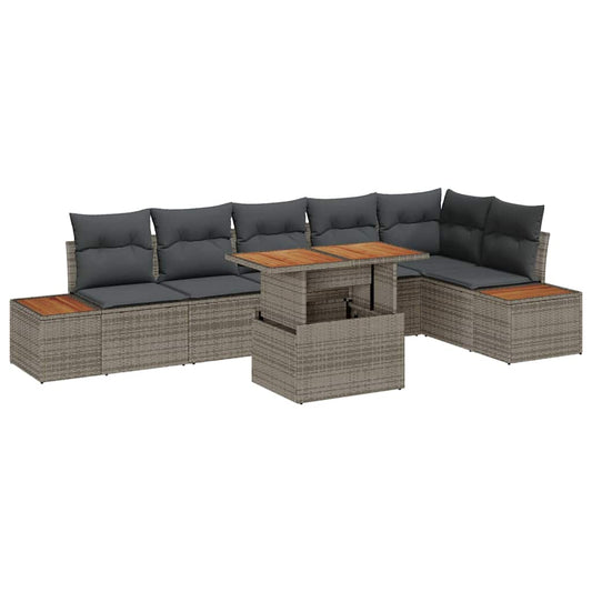Conjunto de Jantar para Jardim Manual 7 pcs Cinza e Marrom