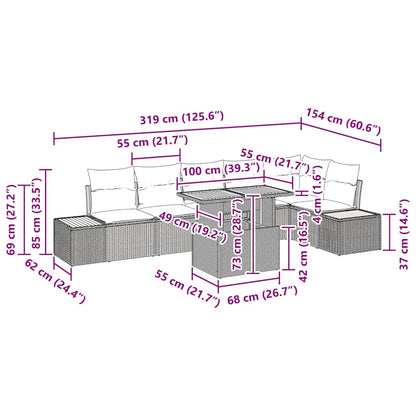Conjunto de Jantar para Jardim com almofada 7 pcs Bege e Creme