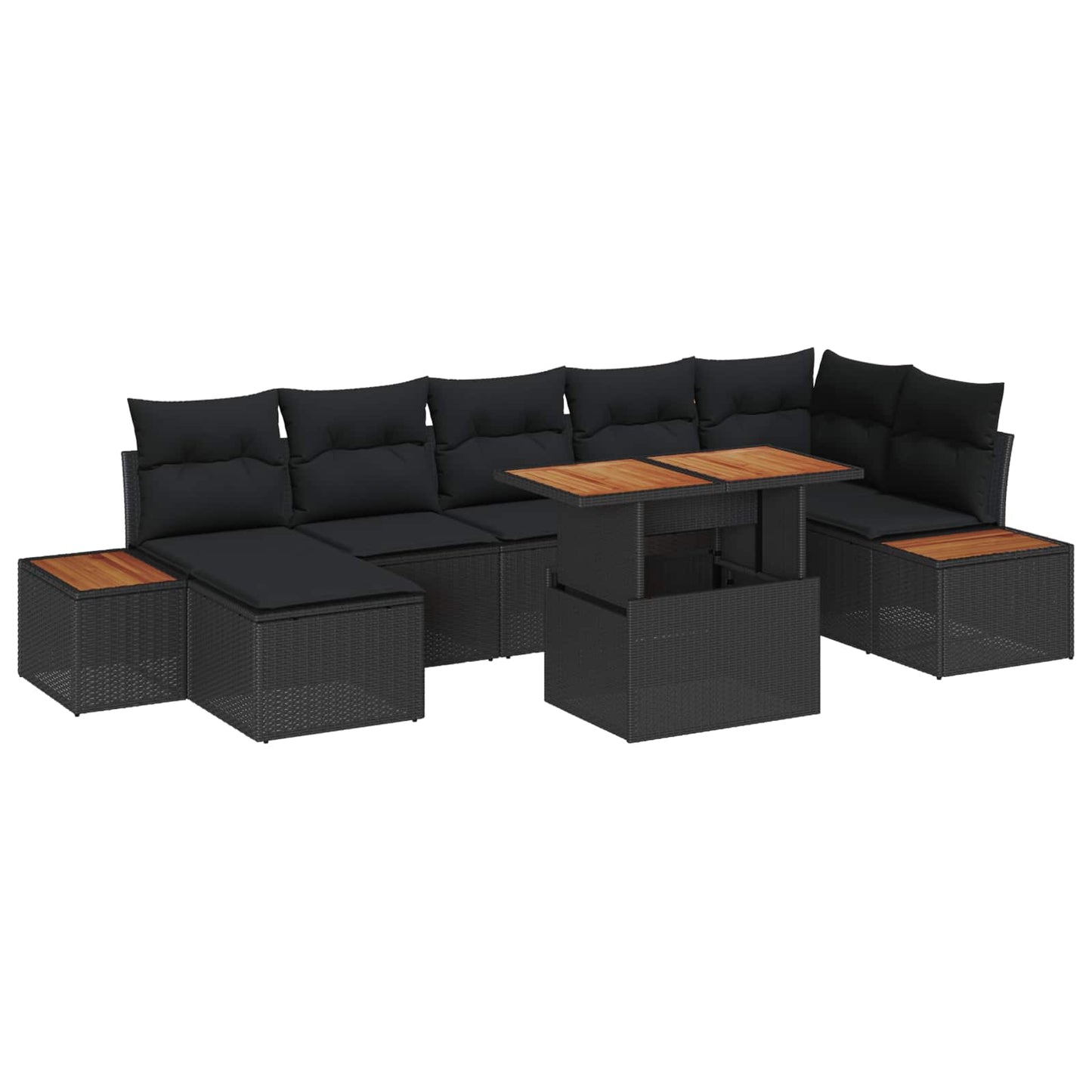 Conjunto de Jantar para Jardim 8 pcs Preto e Marrom