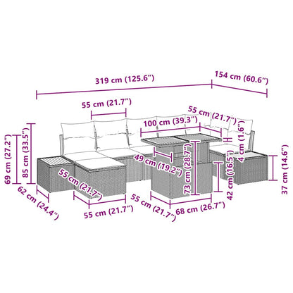 Conjunto de Jantar para Jardim com almofada 8 pcs Bege e Creme