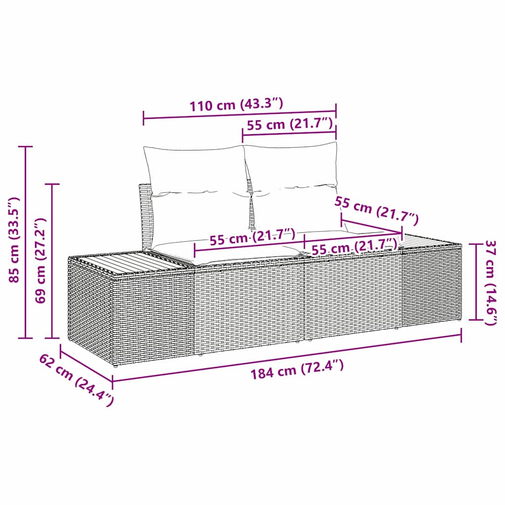 Conjunto de Jantar para Jardim com almofada 8 pcs Bege e Creme