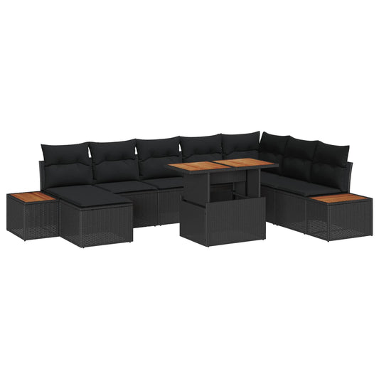 Conjunto de Jantar para Jardim 9 pcs Preto e Marrom