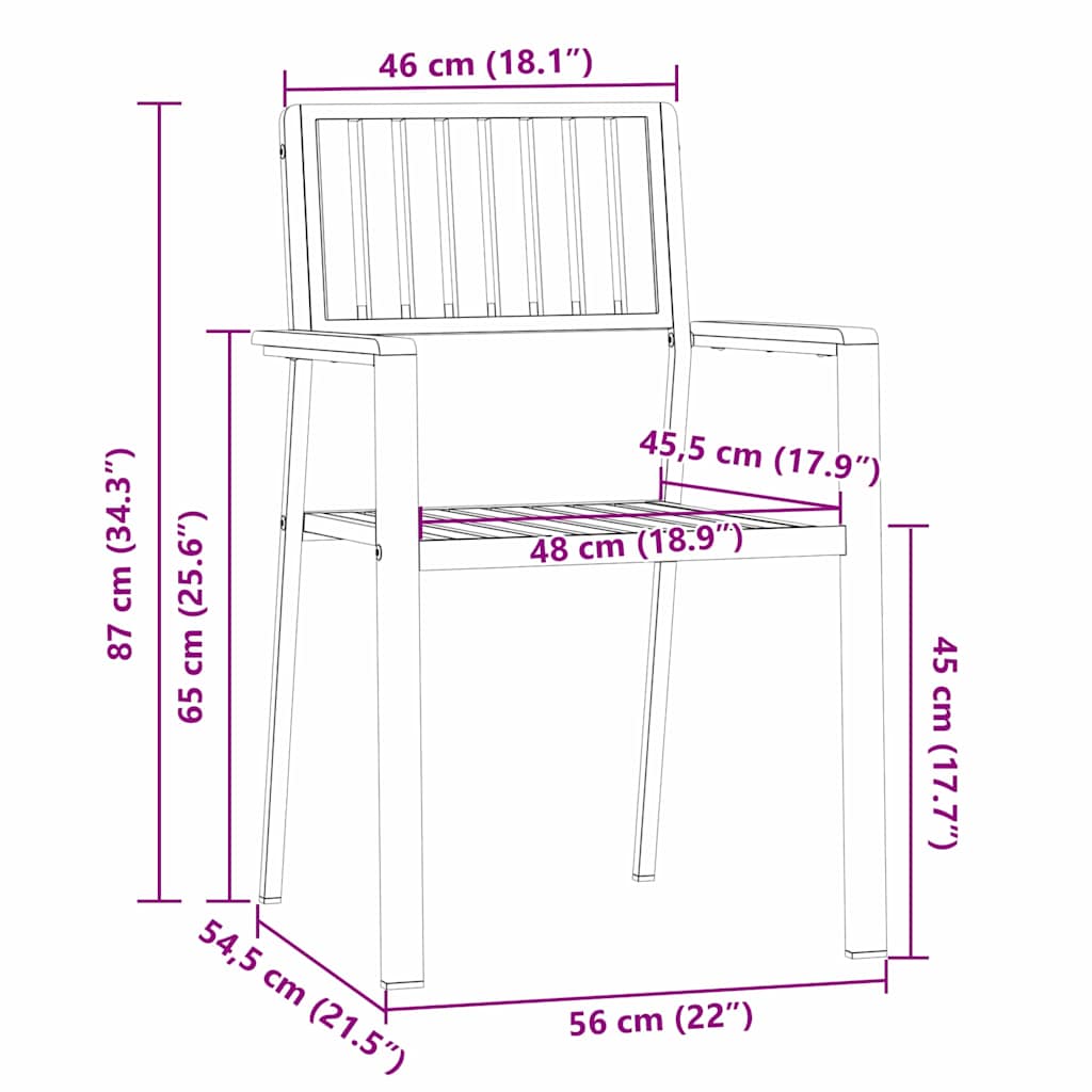 Cadeira de Jardim 4 pcs Castanho Madeira de acácia maciça