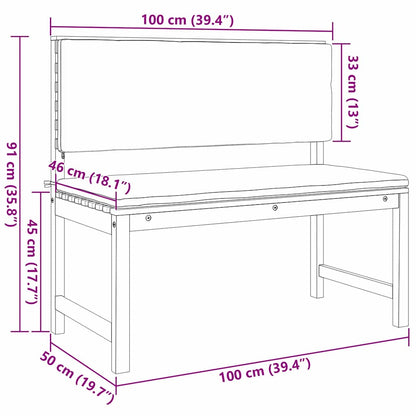 Banco de jardim Castanho 100 x 50 x 91cm