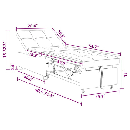 Sofá-Cama Cinzento-claro 194 x 67 x 37 cm tecido