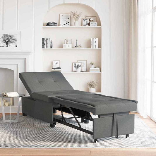 Sofá-Cama Cinzento escuro 194 x 67 x 37 cm tecido