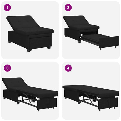 Sofá-Cama Preto 194 x 67 x 37 cm tecido