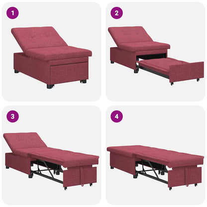 Sofá-Cama Vermelho 194 x 67 x 37 cm tecido