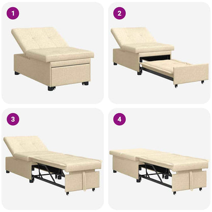Sofá-Cama Creme 194 x 67 x 37 cm tecido