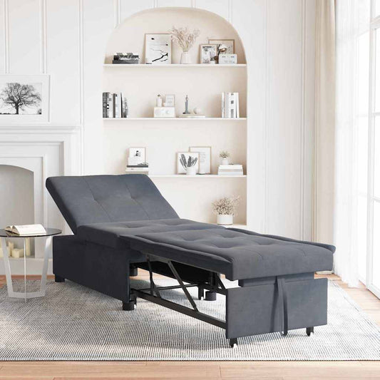 Sofá-Cama Cinzento escuro 67 x 194 x 38 cm Veludo