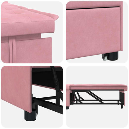 Sofá-Cama Rosa 67 x 194 x 38 cm Veludo