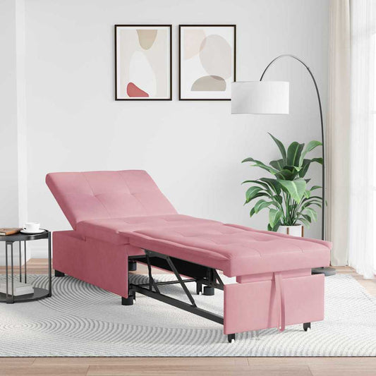 Sofá-Cama Rosa 67 x 194 x 38 cm Veludo