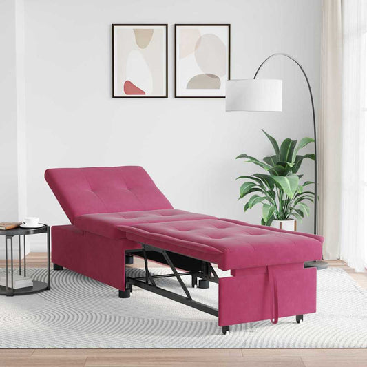 Sofá-Cama vermelho tinto 67 x 194 x 38 cm Veludo