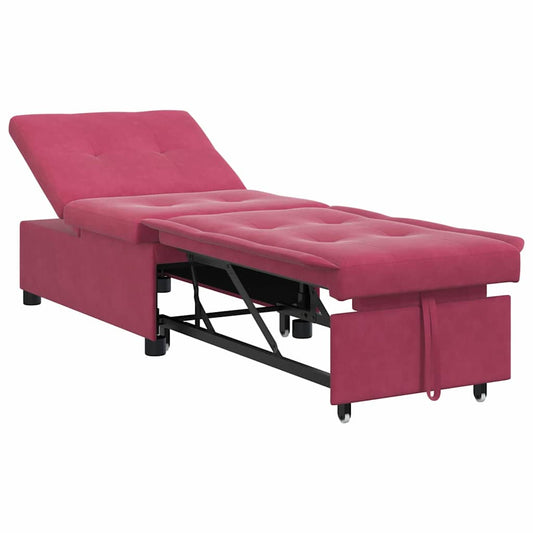 Sofá-Cama vermelho tinto 67 x 194 x 38 cm Veludo