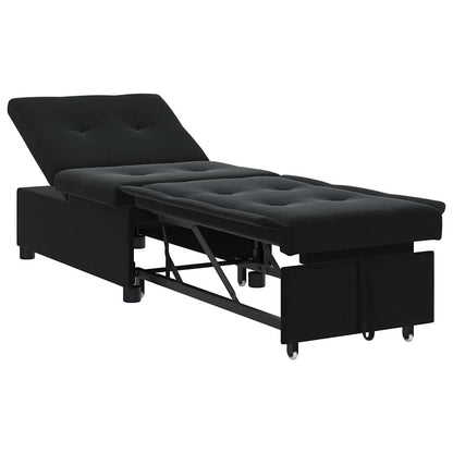 Sofá-Cama Preto 67 x 194 x 38 cm Veludo