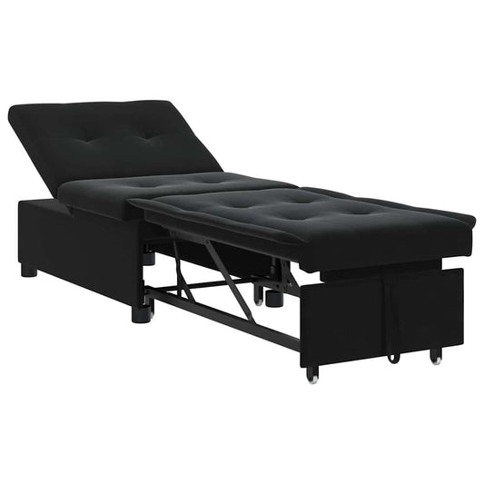 Sofá-Cama Preto 67 x 194 x 38 cm Veludo