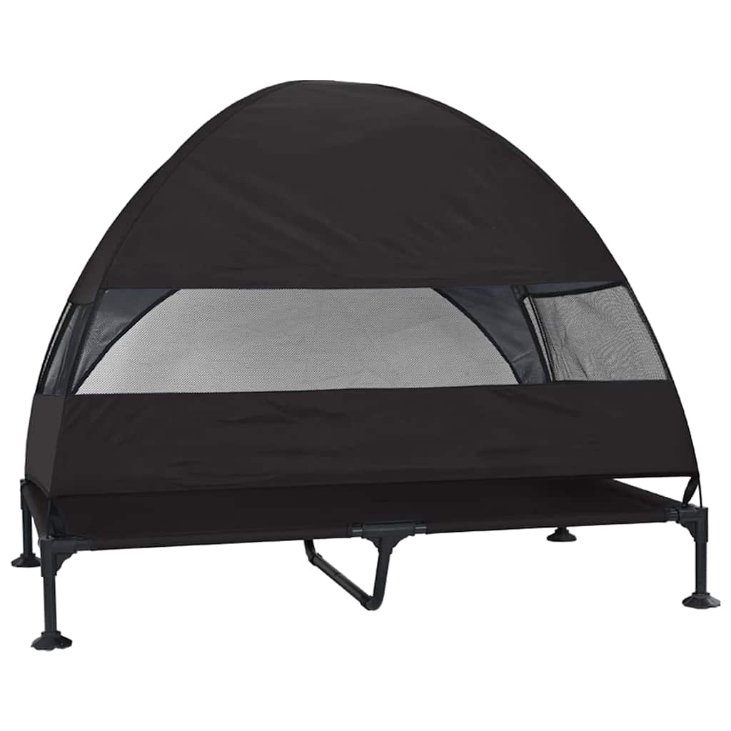 Cama Elevada para Cachorro Preto 127 x 81 x 108 cm Tecido e Aço
