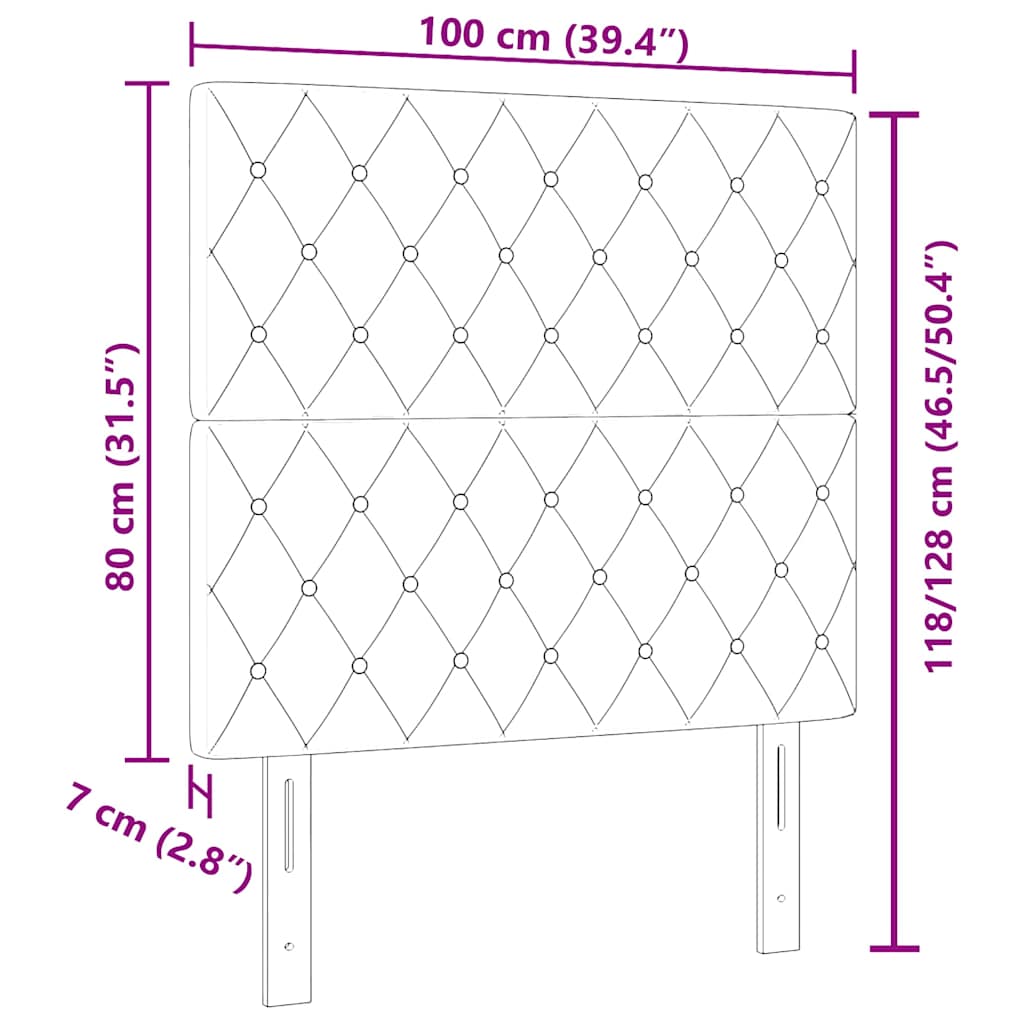 Cabeceira com cabeceira Cinza Escuro 100 cm Couro Sintético