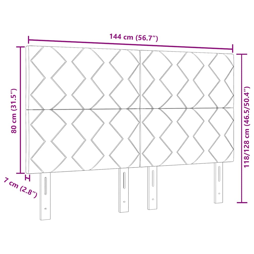 Cabeceira com cabeceira Cinzento-claro 144 cm Veludo