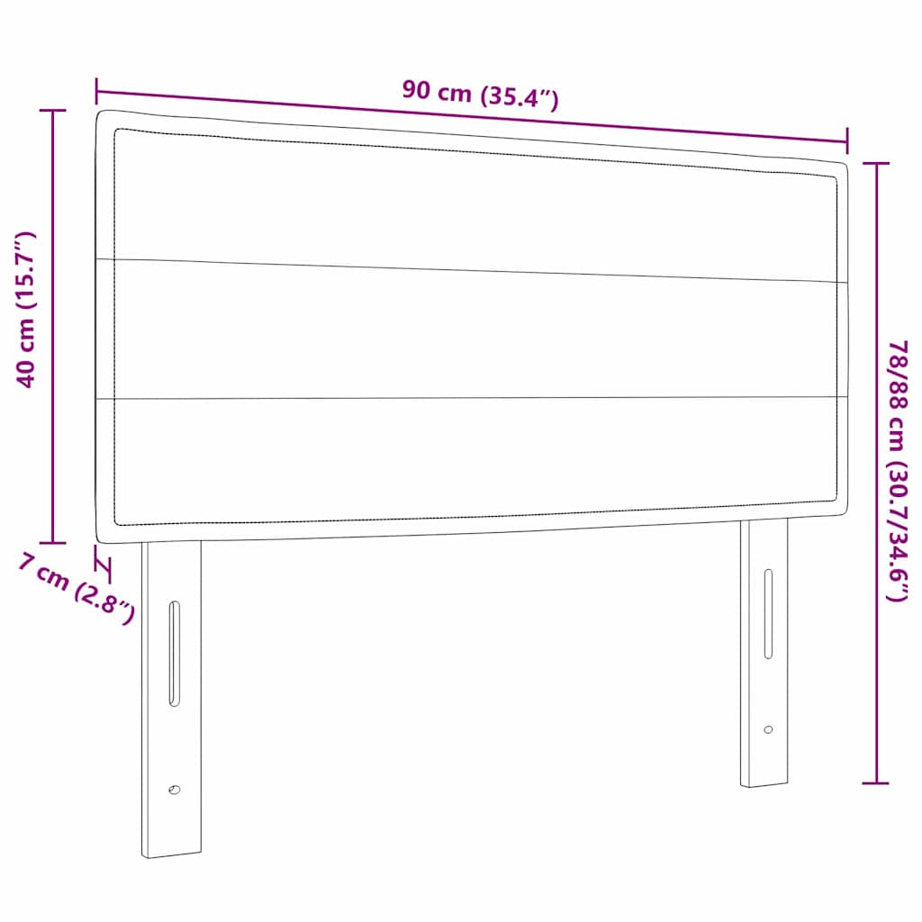 Cabeceira LED com cabeceira Manual Cinza Escuro 90 cm Poliéster
