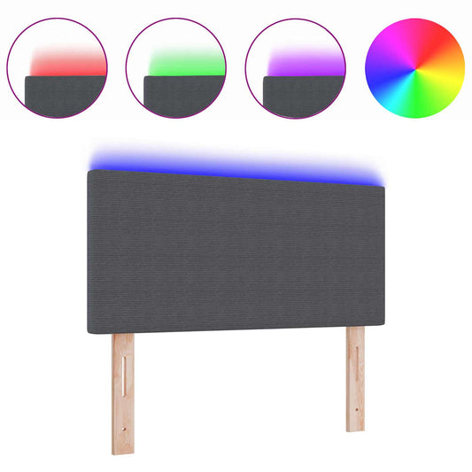 Cabeceira LED com cabeceira Manual Cinza Escuro 90 cm Poliéster
