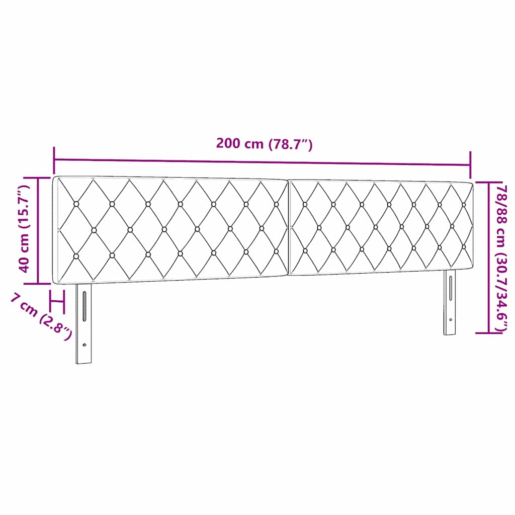 Cabeceira LED com cabeceira Cinzento-claro 200 cm Poliéster