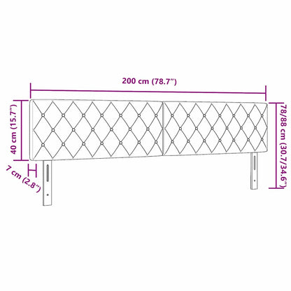 Cabeceira LED com cabeceira Cinzento-claro 200 cm Poliéster