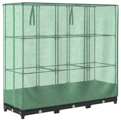 Canteiro elevado com cobertura para estufa, estilo rattan, 120x40x123 cm