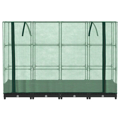 Canteiro elevado com cobertura para estufa, estilo rattan, 160x40x123 cm