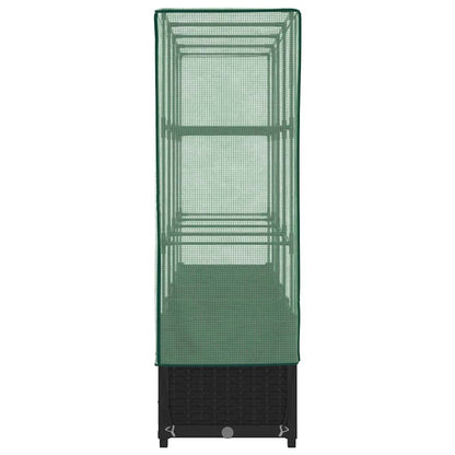 Canteiro elevado com cobertura de estufa estilo rattan 160x40x138 cm