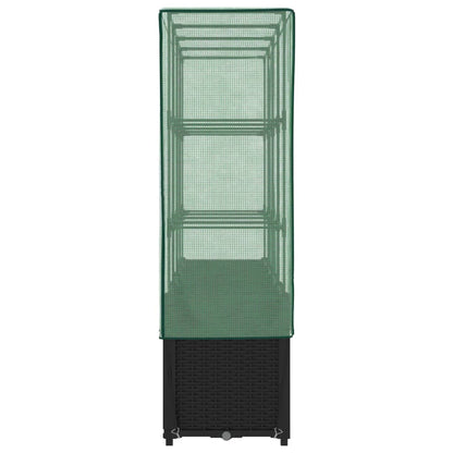 Canteiro elevado com cobertura para estufa, estilo rattan, 160x40x153 cm