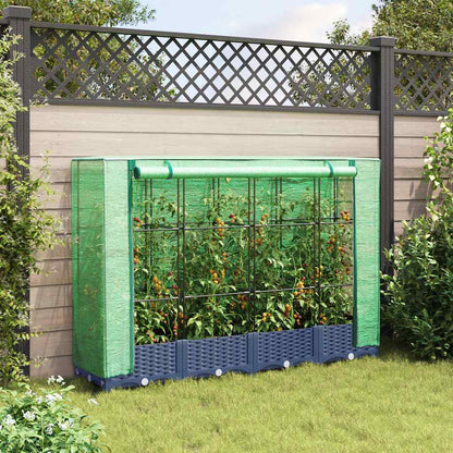 Canteiro elevado com cobertura para estufa, estilo rattan, 160x40x123 cm