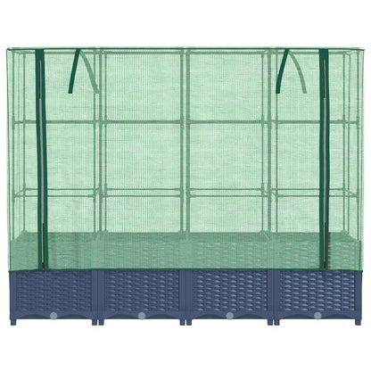 Canteiro elevado com cobertura de estufa estilo rattan 160x40x138 cm