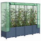 Canteiro elevado com cobertura de estufa estilo rattan 160x40x138 cm