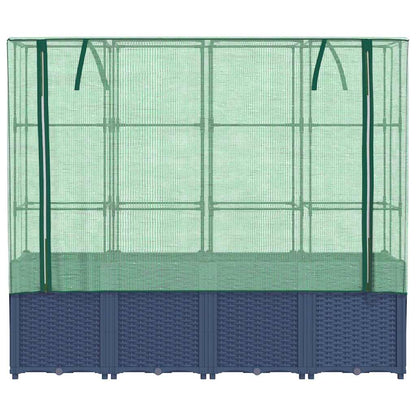 Canteiro elevado com cobertura para estufa, estilo rattan, 160x40x153 cm