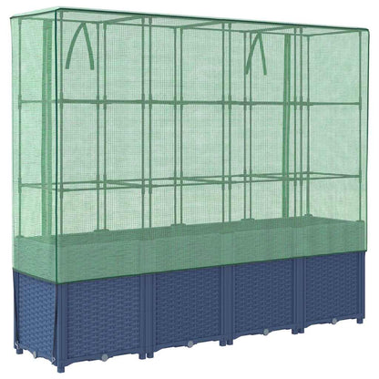 Canteiro elevado com cobertura para estufa, estilo rattan, 160x40x153 cm