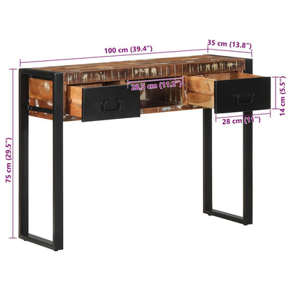 Mesa consola multicor 100x35x75 cm madeira maciça recuperada