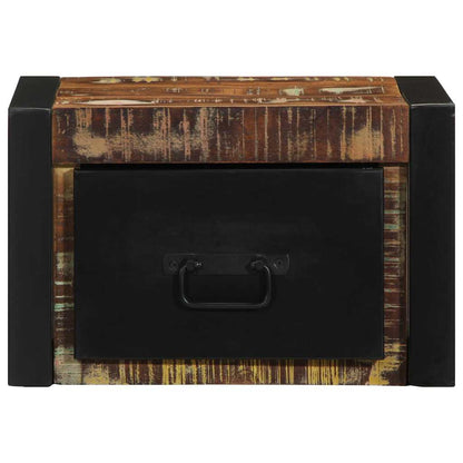 Mesa de cabeceira multicor 40x35x25cm madeira maciça recuperada