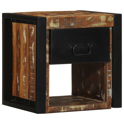 Mesa de cabeceira multicor 40x35x40cm madeira maciça recuperada