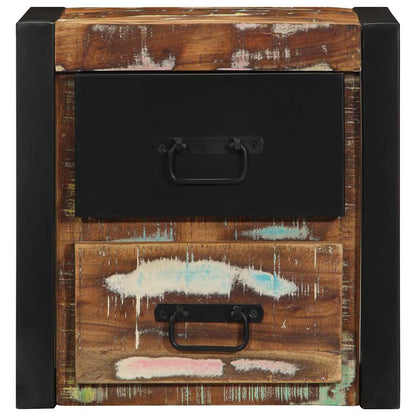 Mesa de cabeceira multicor 40x35x40cm madeira maciça recuperada