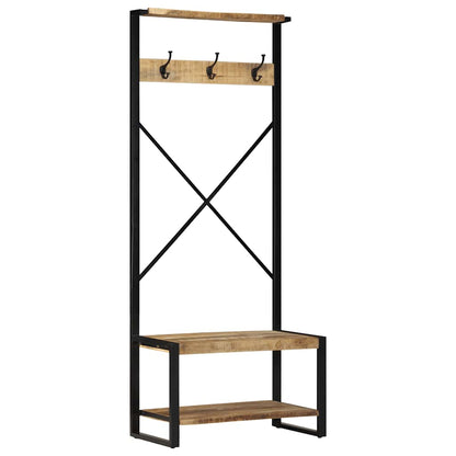 Suporte para roupas 80x40x190cm madeira mangueira maciça áspera