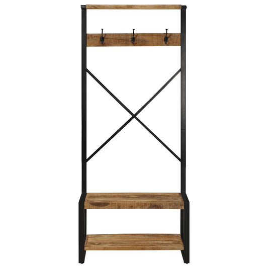 Suporte para roupas 80x40x190cm madeira mangueira maciça áspera