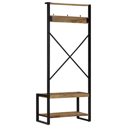 Suporte para roupas 80x40x190cm madeira mangueira maciça áspera